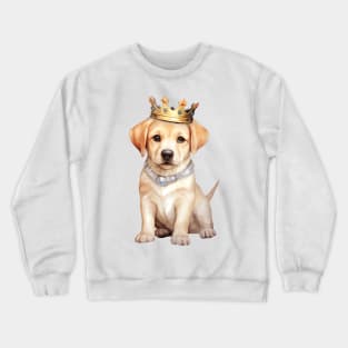 Watercolor Labrador Retriever Dog Wearing a Crown Crewneck Sweatshirt